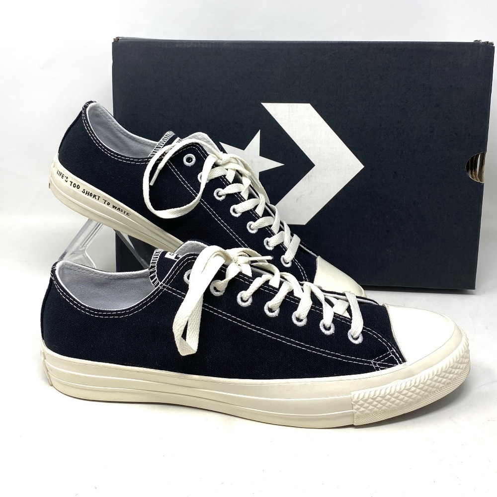 Converse Chuck Taylor Black Shoes Men’s Size Canvas Low Top SB Sneakers 167250C - Picture 2 of 11
